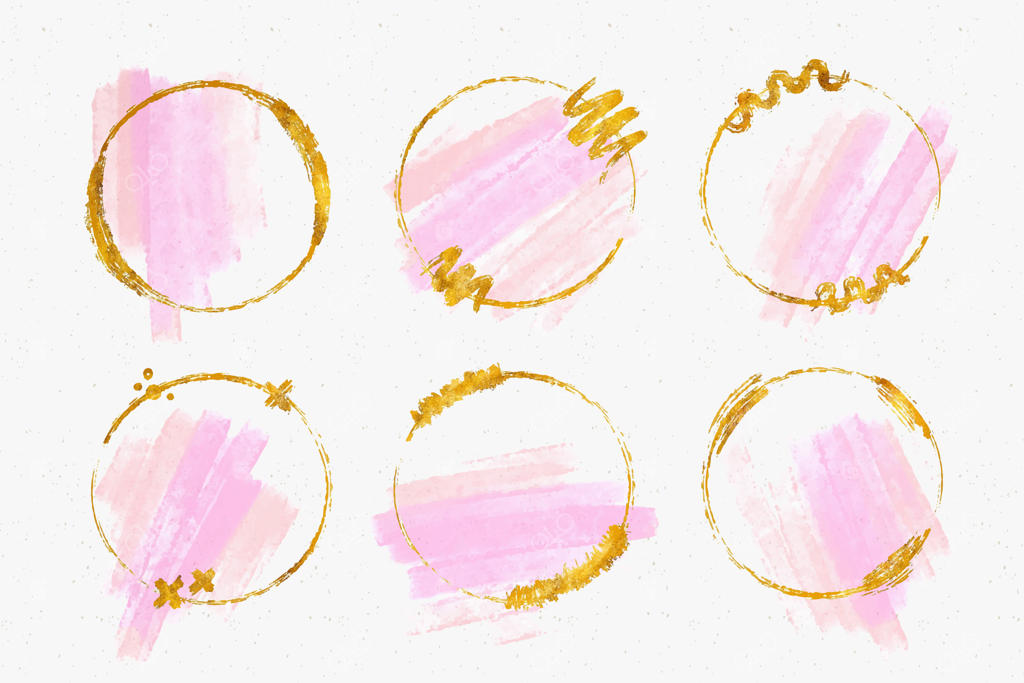 مجموعه قاب‌های زرق و برق طلایی با قلم‌موهای آبرنگی