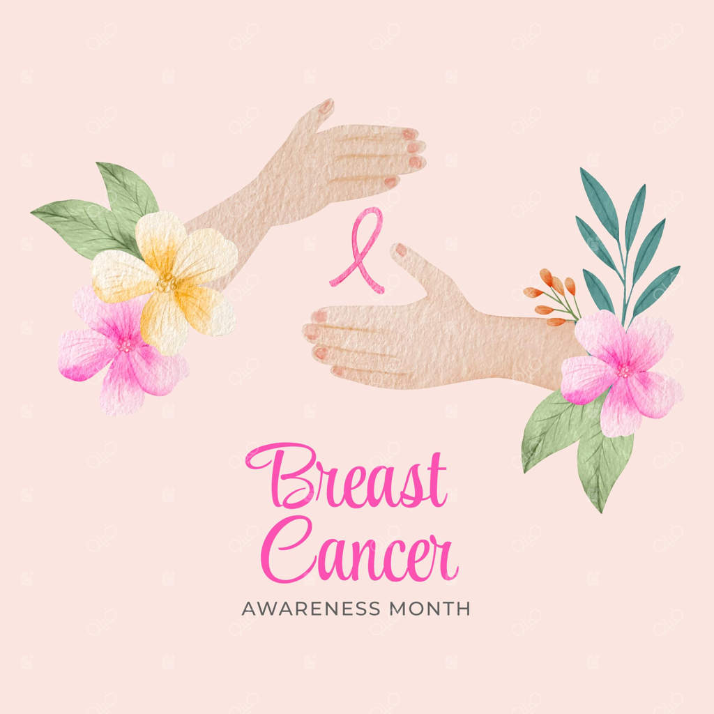 تصویرسازی آبرنگی ماه آگاهی از سرطان پستان