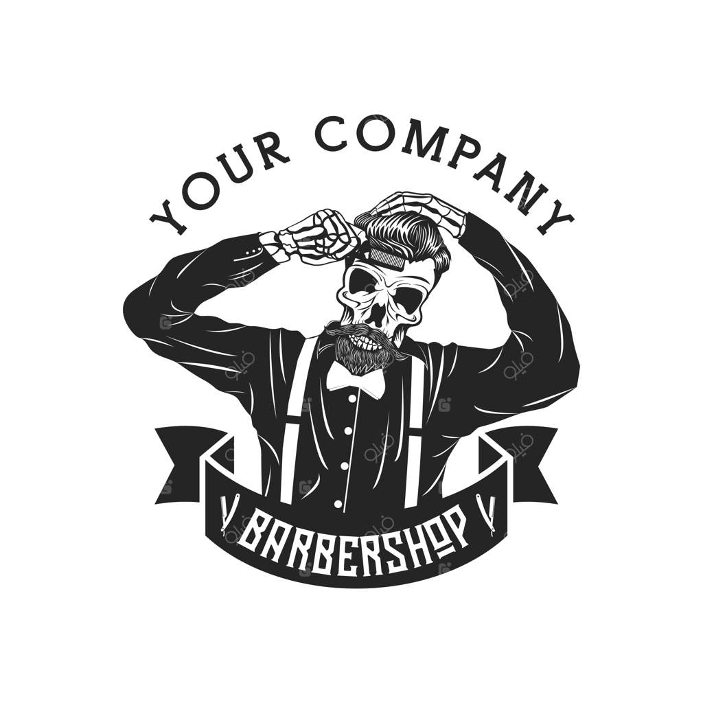 آرایشگاه مردانه با طراحی وکتور جمجمه جذاب