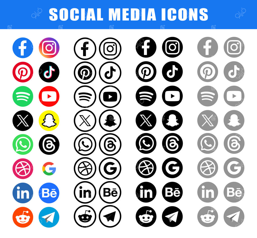 وکتور آیکون و لوگوی اپلیکیشن‌های معروف شبکه‌های اجتماعی