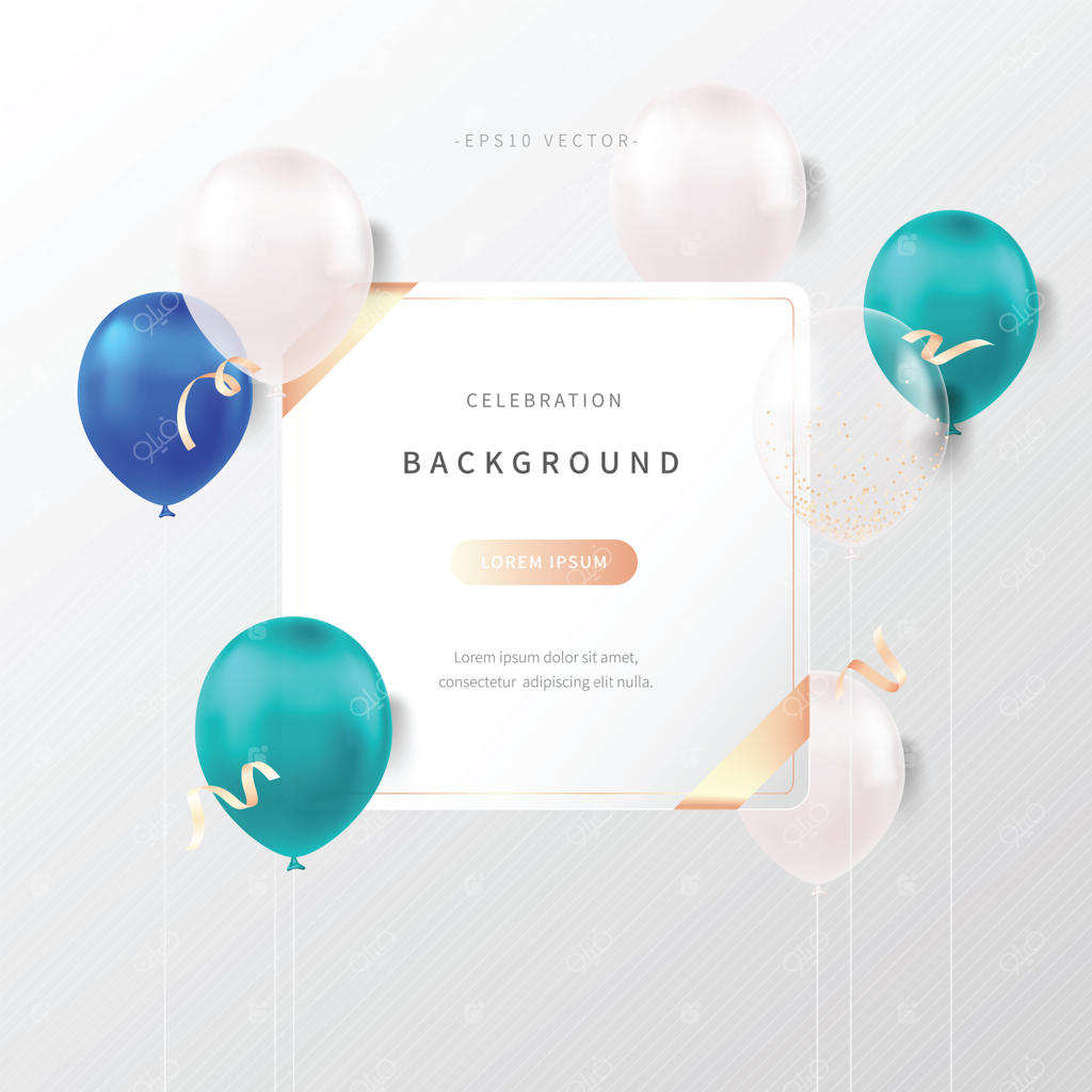پس‌زمینه جشن با بادکنک‌های رنگی ملایم و واقعی