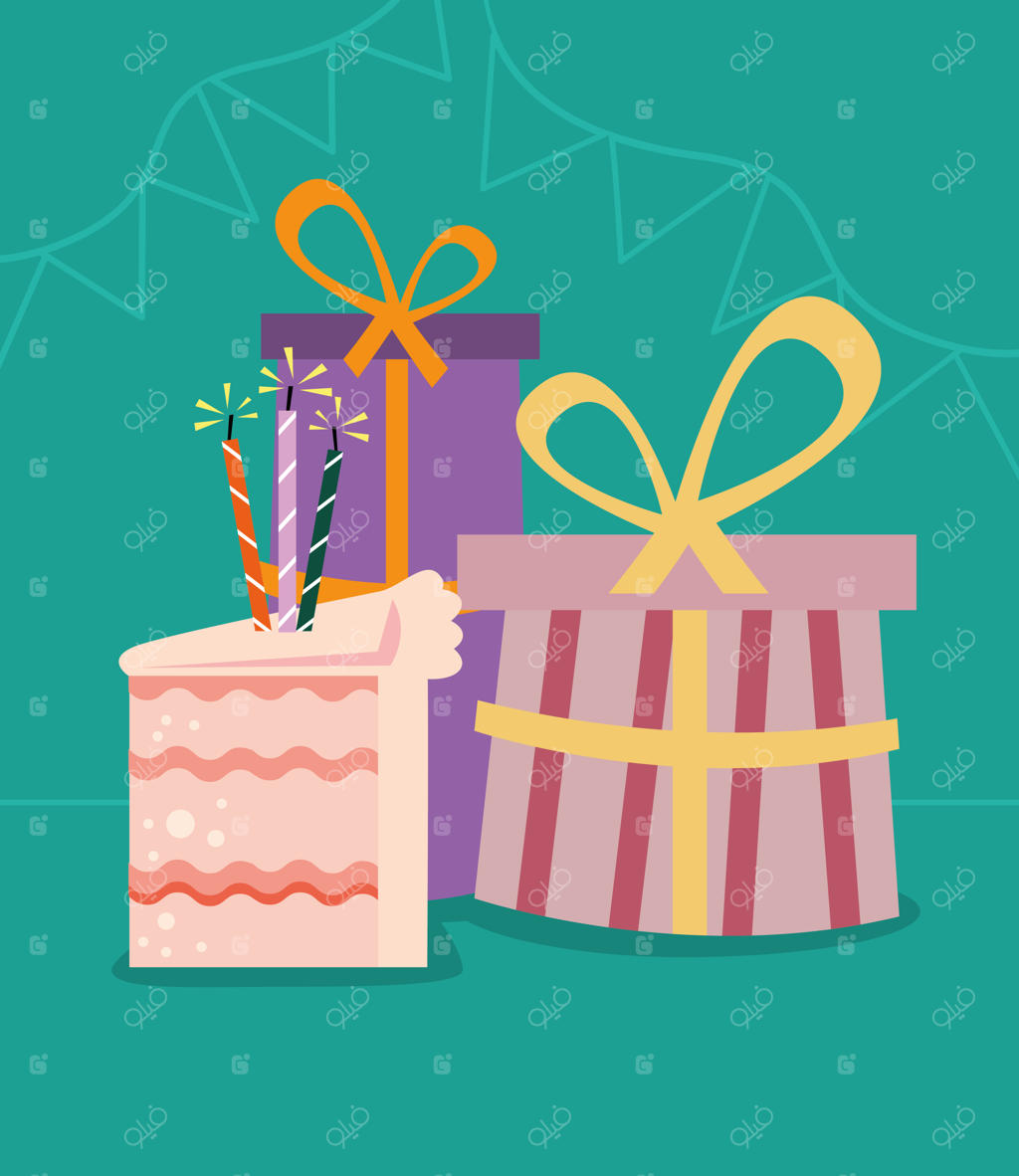 کیک تولد همراه با هدایای زیبا