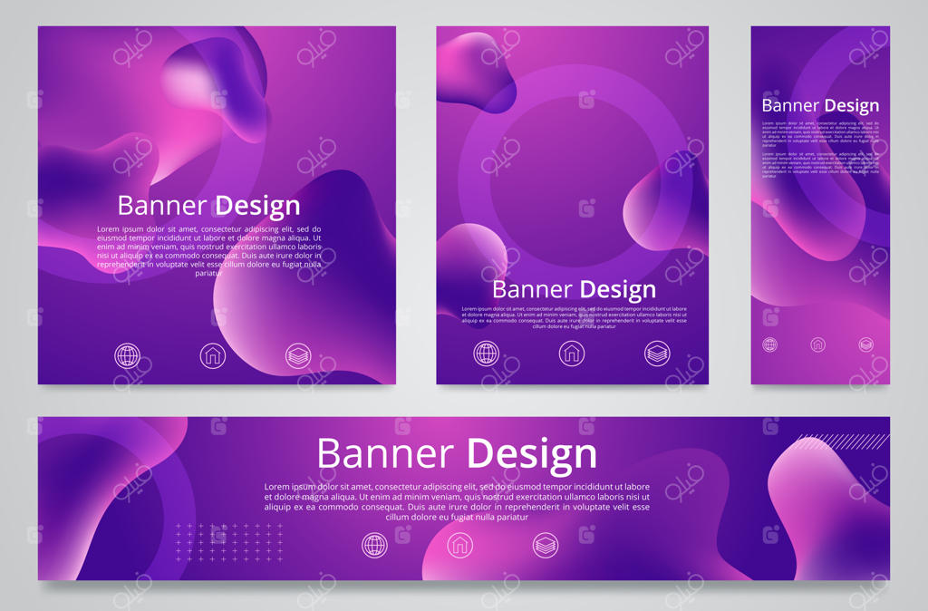 مجموعه قالب بنر انتزاعی در اندازه‌های مختلف