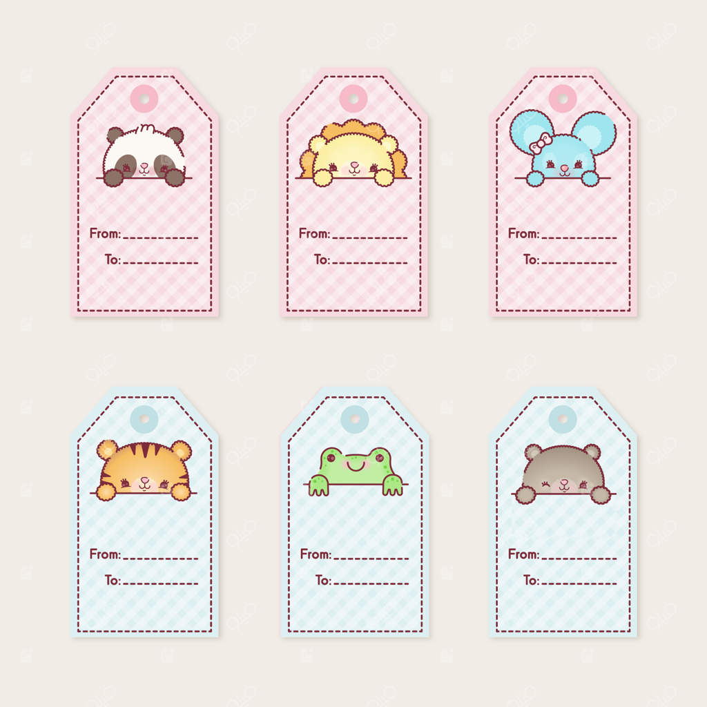 مجموعه برچسب‌های تزئینی حیوانات بامزه - وکتور با کیفیت بالا