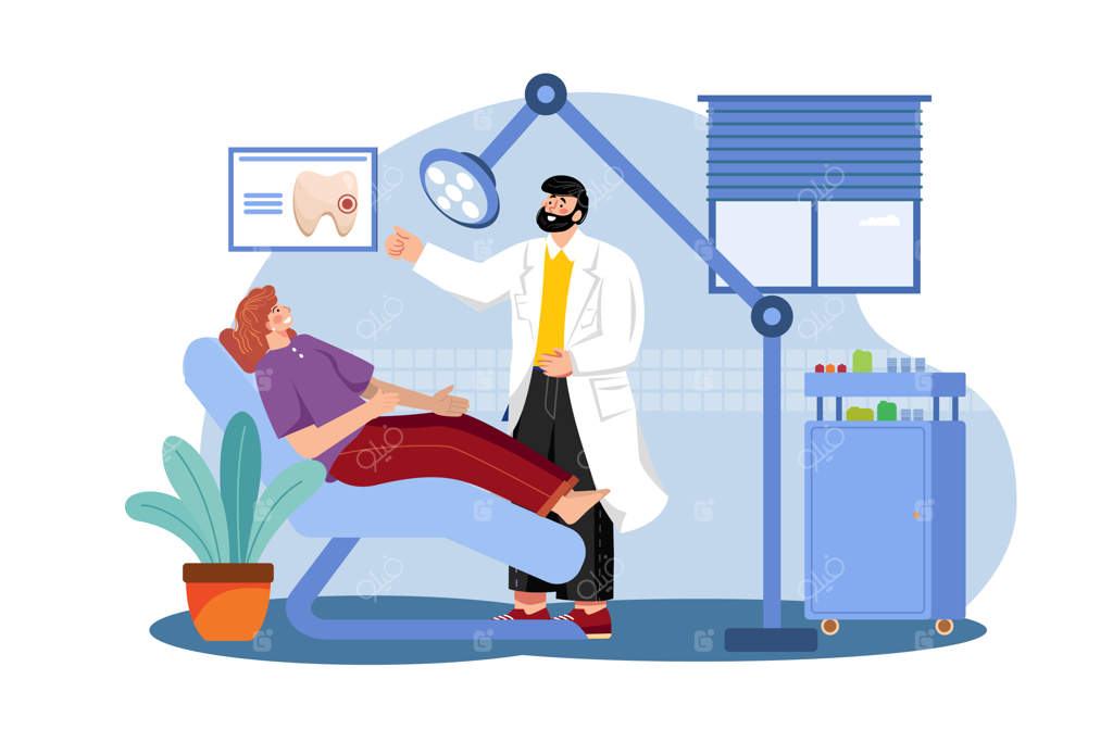 معاینه بیمار توسط دندانپزشک
