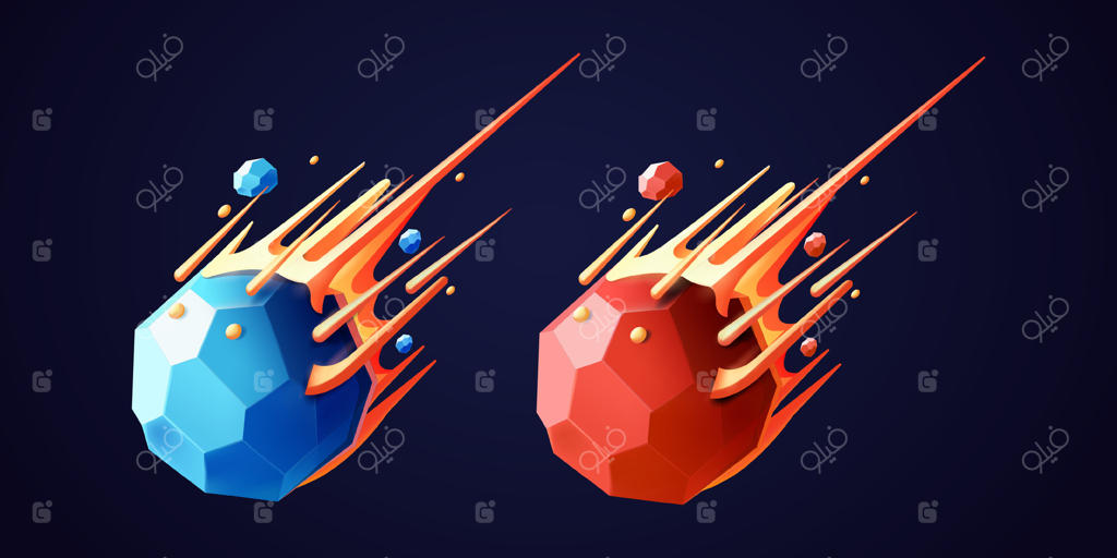 سقوط شهاب‌سنگ، سه‌بعدی. مناسب برای عناصر طراحی و نجوم