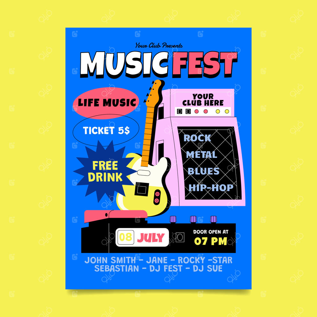 پوستر دستی طراحی شده برای جشنواره موسیقی