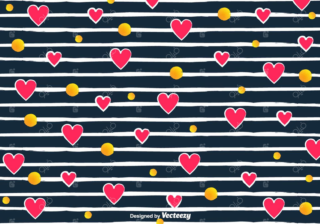 پترن عاشقانه با قلب‌ها و نوارها