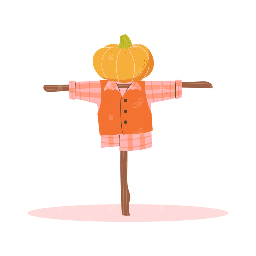 مترسک باغ با کدوتنبل به‌جای سر در زمینه سفید