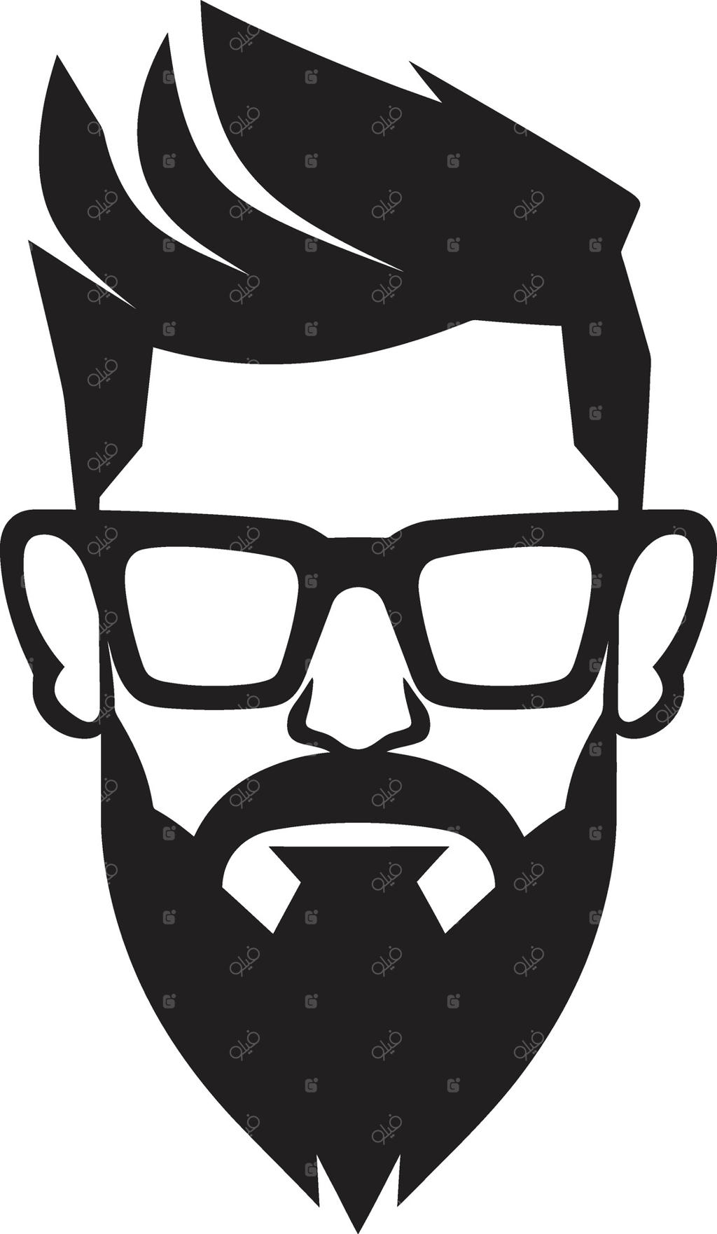 طرح کارتونی چهره هیپستر شیک و پیچیده به سبک وینتج سیاه