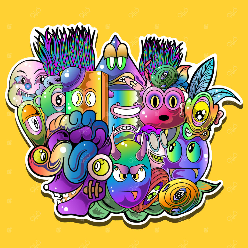 وکتور استیکر هیولای بامزه دودل