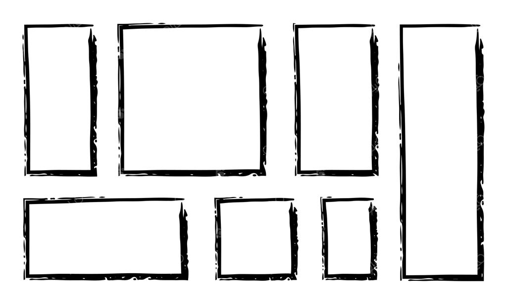 مجموعه وکتور قاب‌های مستطیلی مشکی با طرح نقاشی