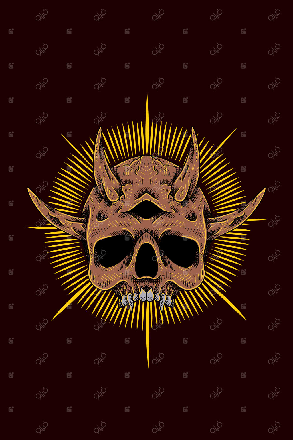 تصویر وکتور جمجمه سه‌چشمه