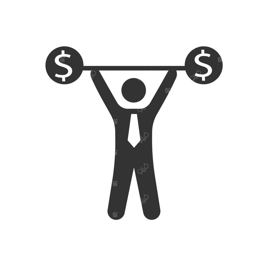 مرد با آیکون وزنه‌برداری دلاری