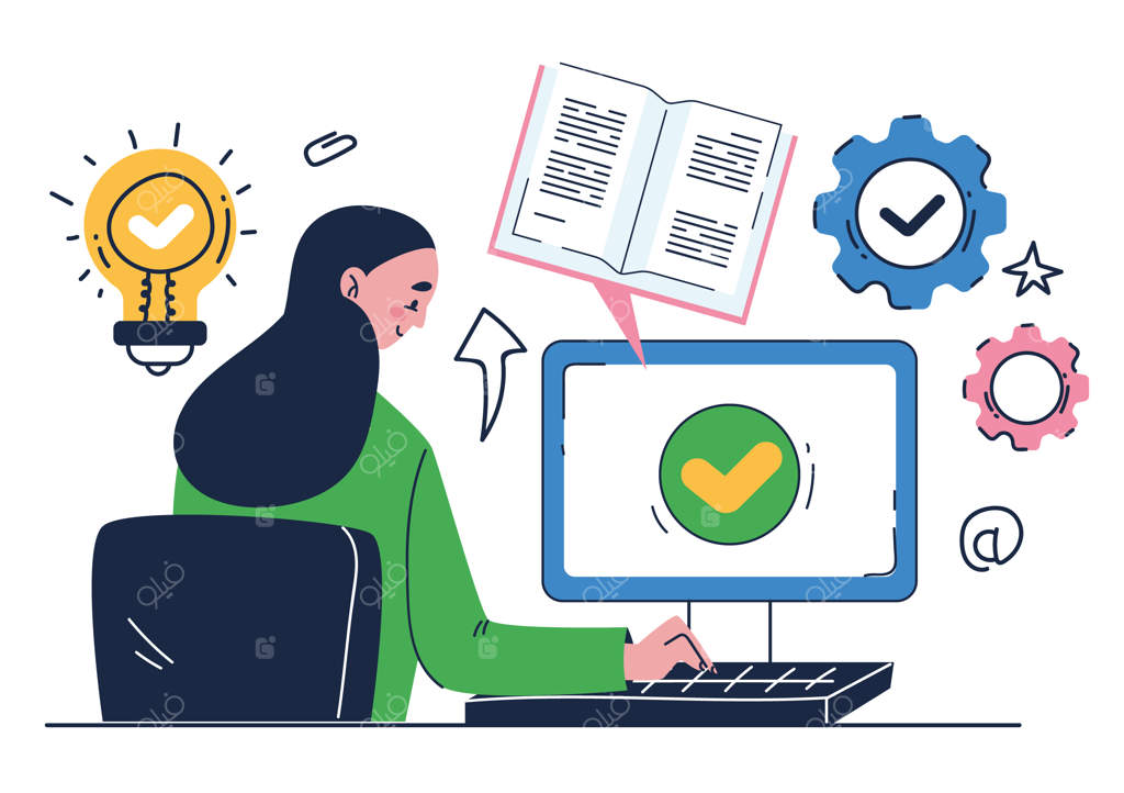 مفهوم انتزاعی آموزش آنلاین در خانه: تحصیل، دانشگاه، یادگیری و آموزش