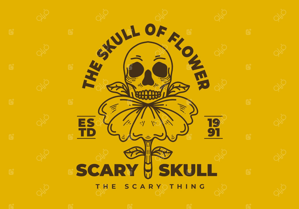 تصویر هنری وینتج از جمجمه روی گل