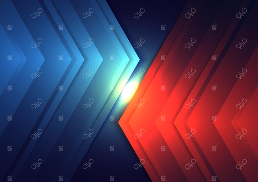 مفهوم اتصال دیجیتال فناوری مدرن: تاثیر نورپردازی فلش‌های قرمز و آبی روی پس‌زمینه تیره