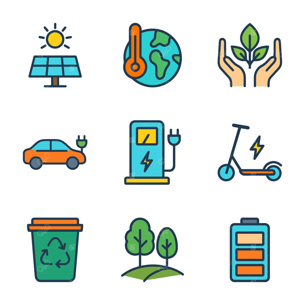 آیکون‌های سازگار با محیط زیست و حافظ زمین، طراحی سمبلیک آیکون‌ها