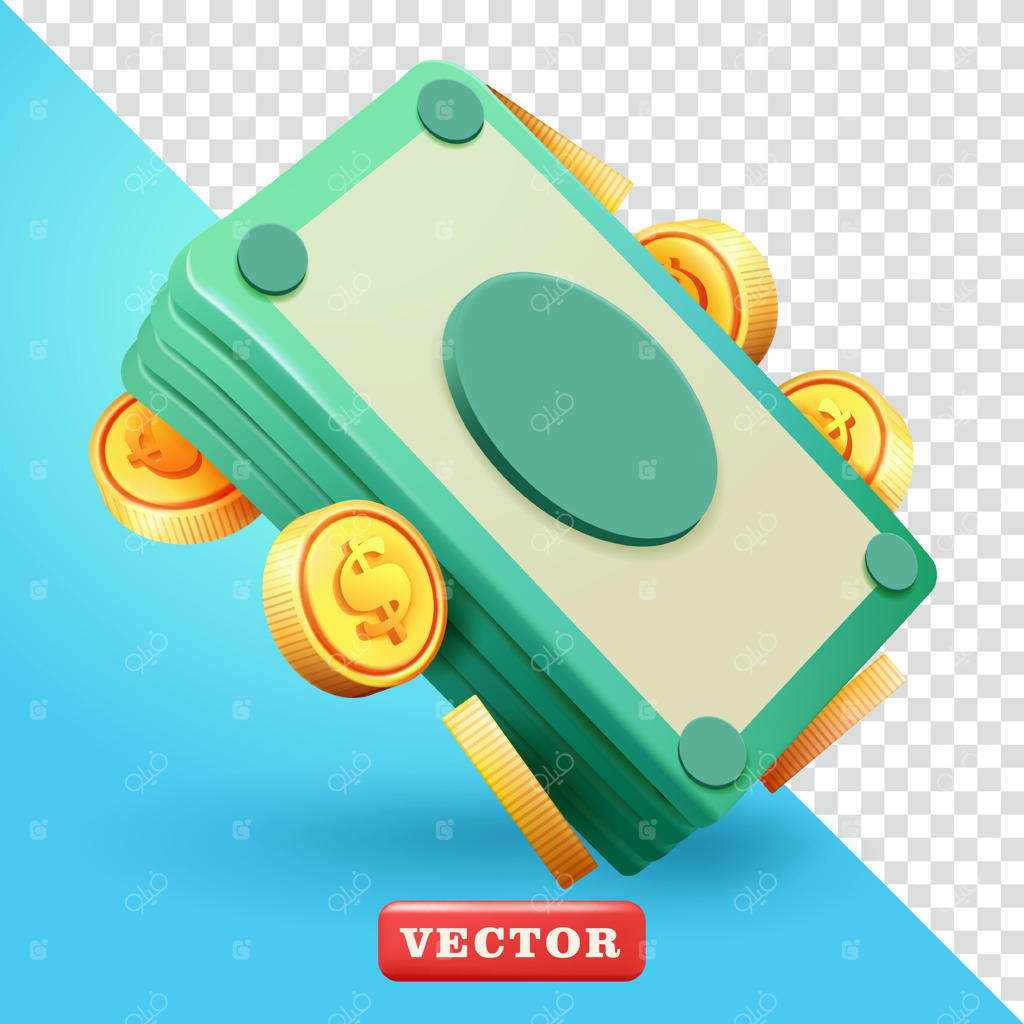 پول و طراحی سه‌بعدی: مناسب برای عناصر مالی، کسب و کار و طراحی