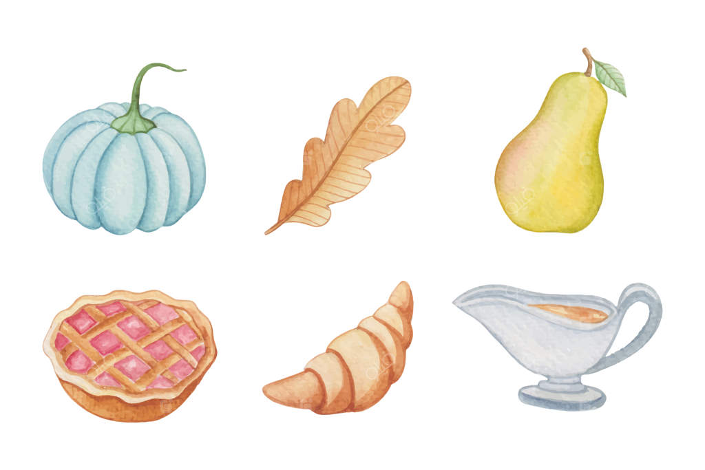 مجموعه عناصر آبرنگی دست‌ساز ویژه روز شکرگزاری