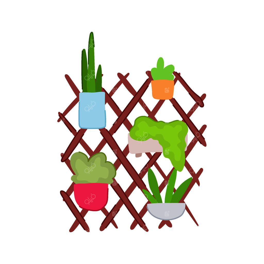 تصویر کارتونی باغ عمودی گیاهان دارویی داخل خانه