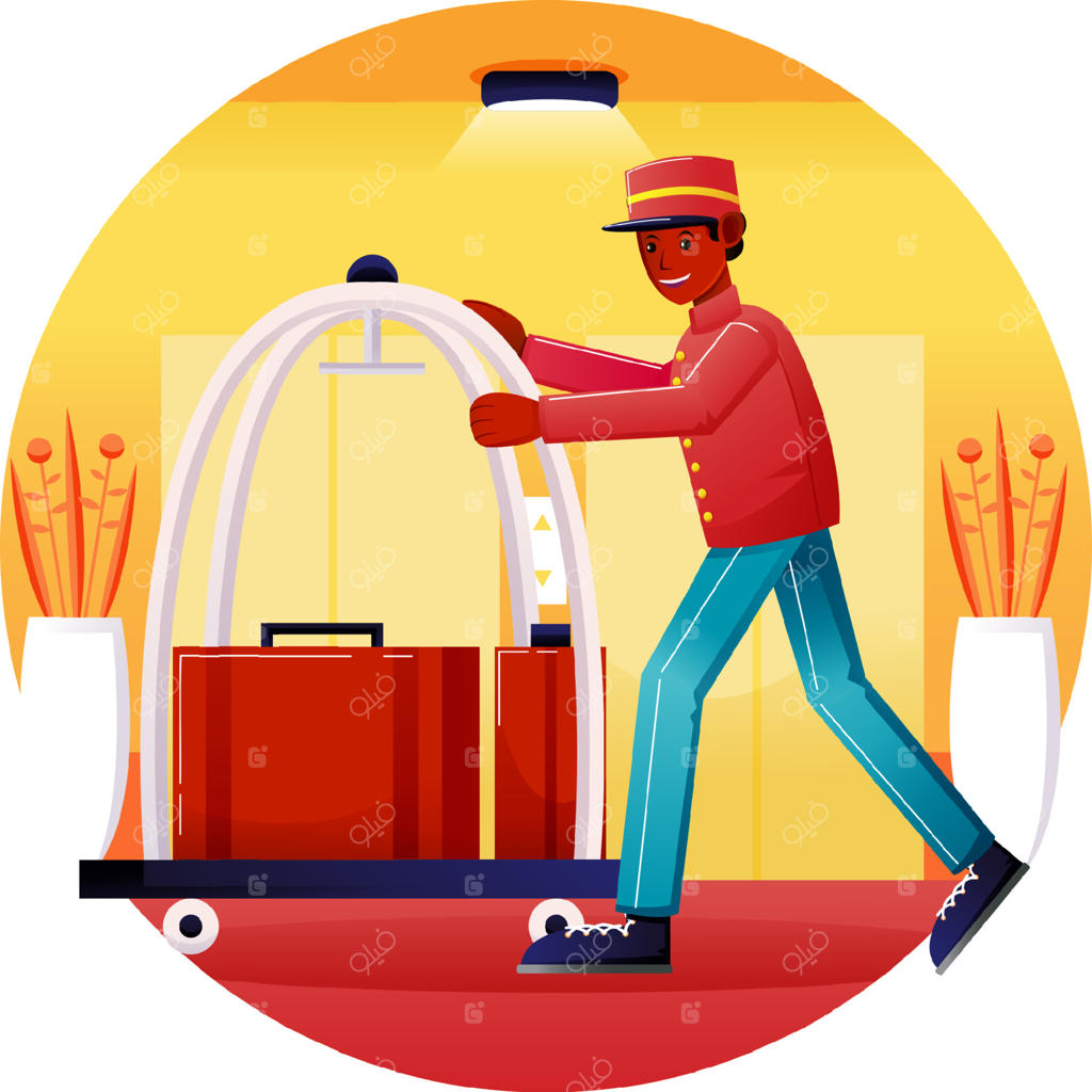 پادوی هتل در حال حمل چمدان‌های مهمانان است