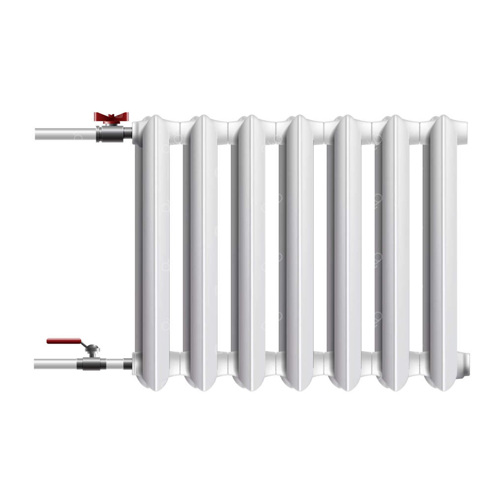 نماد رادیاتور یا شوفاژ مرکزی. جدا شده روی زمینه سفید.