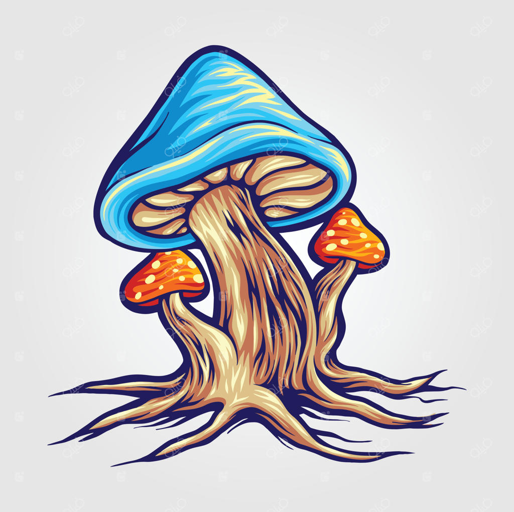 تصویرسازی رنگارنگ قارچ‌های بامزه