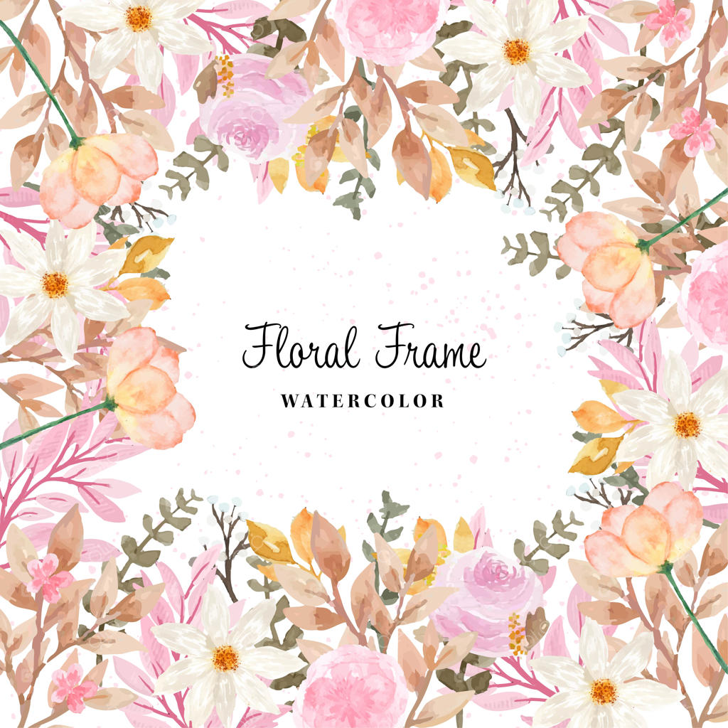 قاب گل‌های پاییزی با آبرنگ