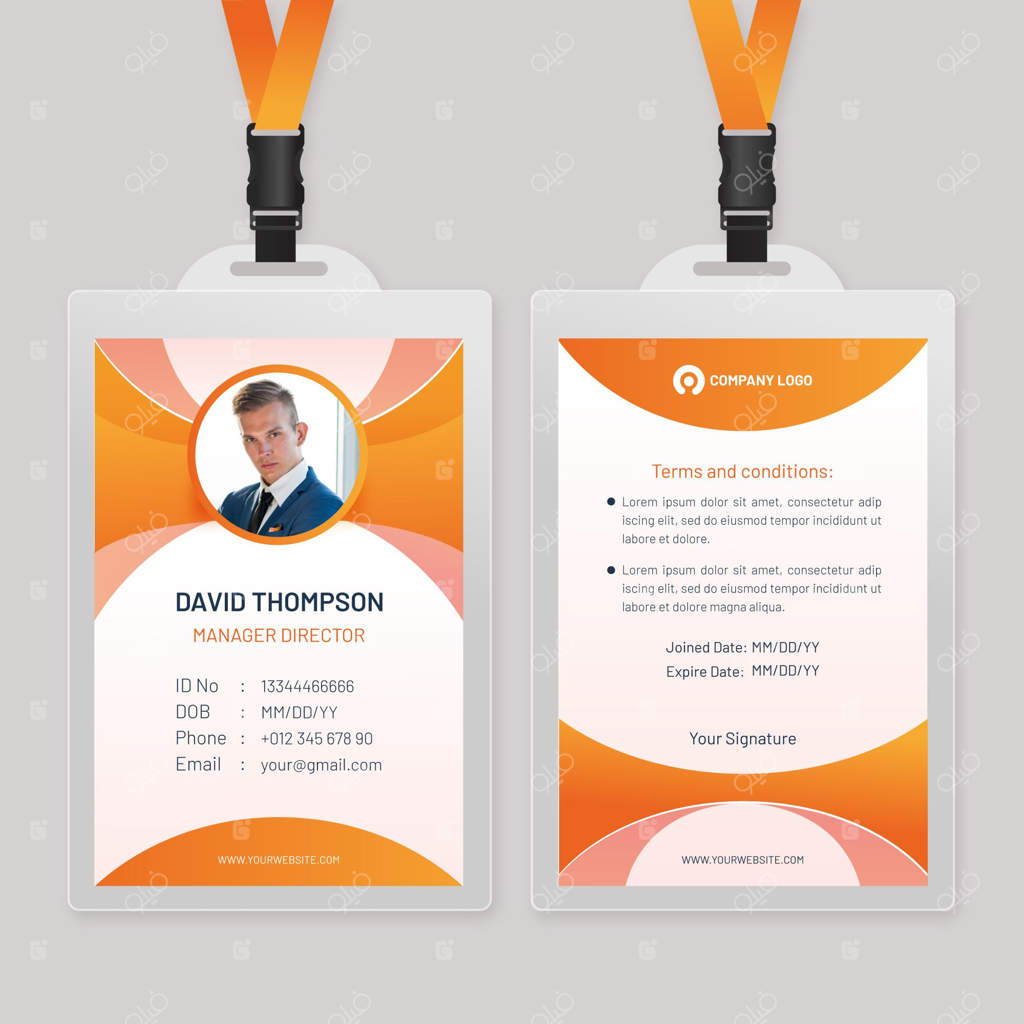 قالب کارت شناسایی نارنجی انتزاعی