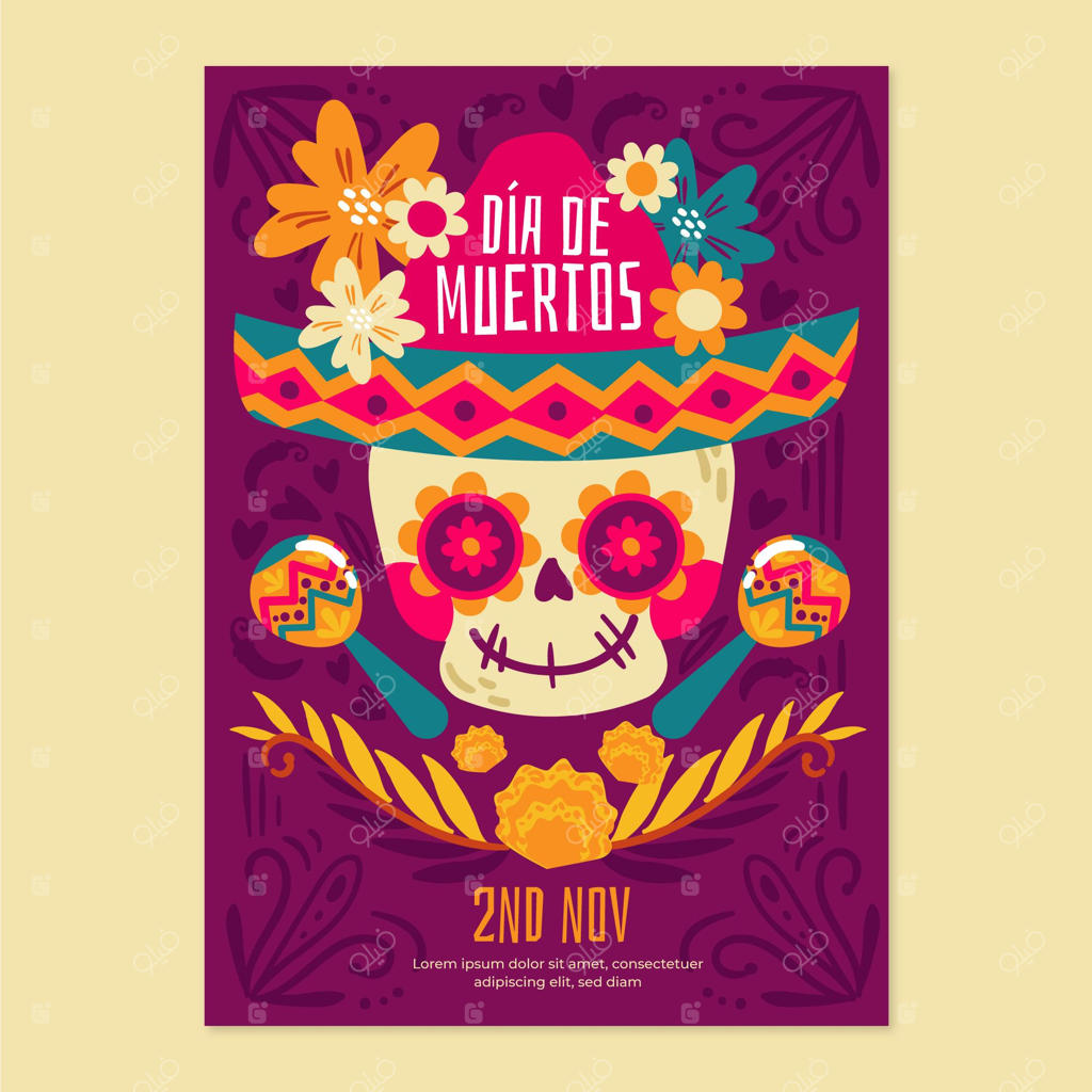 قالب پوستر عمودی دست‌ساز برای روز مردگان