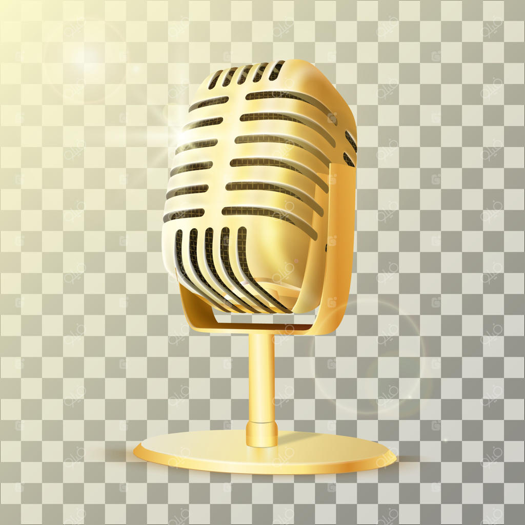 میکروفون استودیویی طلایی کلاسیک.