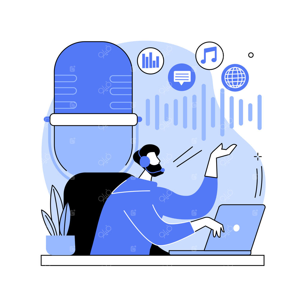 مفهوم انتزاعی محتوای پادکست - تصویر برداری برداری