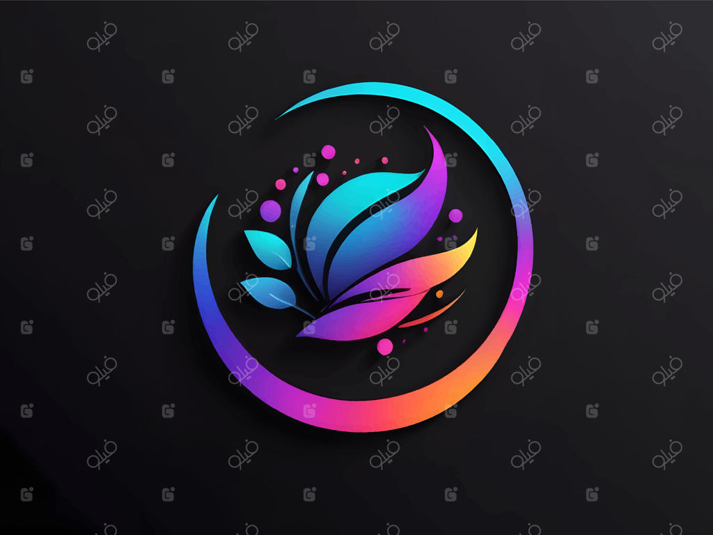 لوگوی مشکی خلاقانه با طرحی رنگارنگ در مرکز