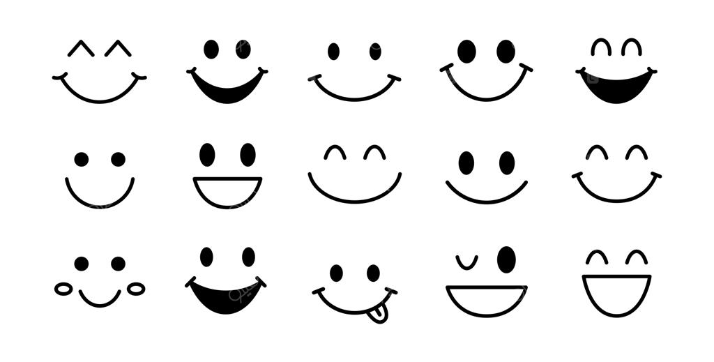 الگوی احساس لبخند: مجموعه طراحی انتزاعی وکتور آیکون‌های خندان و شاد