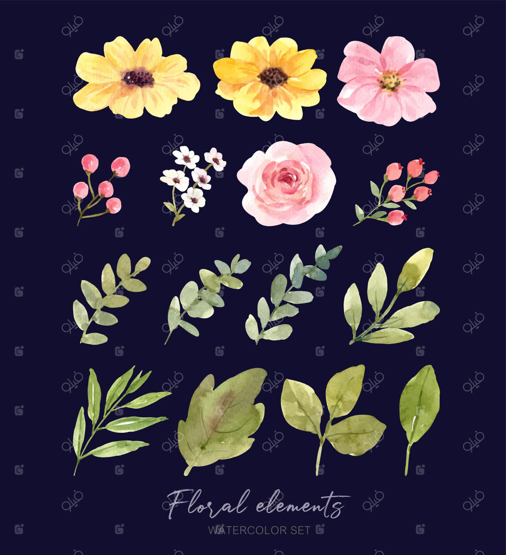 دسته گل‌ها و برگ‌ها