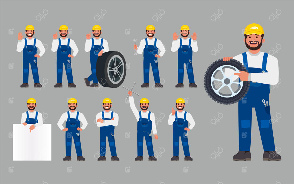مجموعه تکنسین با ژست‌های مختلف
