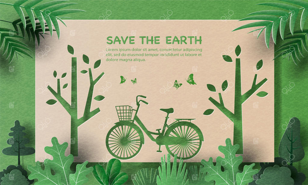 روز زمین، طراحی بنر دوچرخه، نجات سیاره و صرفه‌جویی در انرژی.