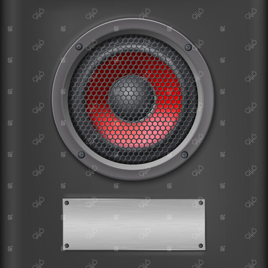 بلندگوی قرمز با صفحه فلزی.