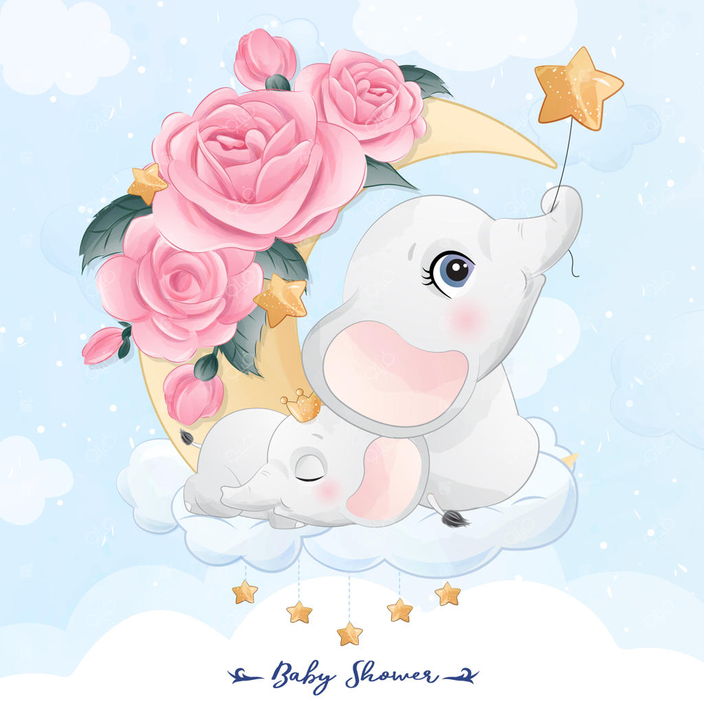 تصویر زیبای فیل مادر و بچه‌اش که روی ماه نشسته‌اند