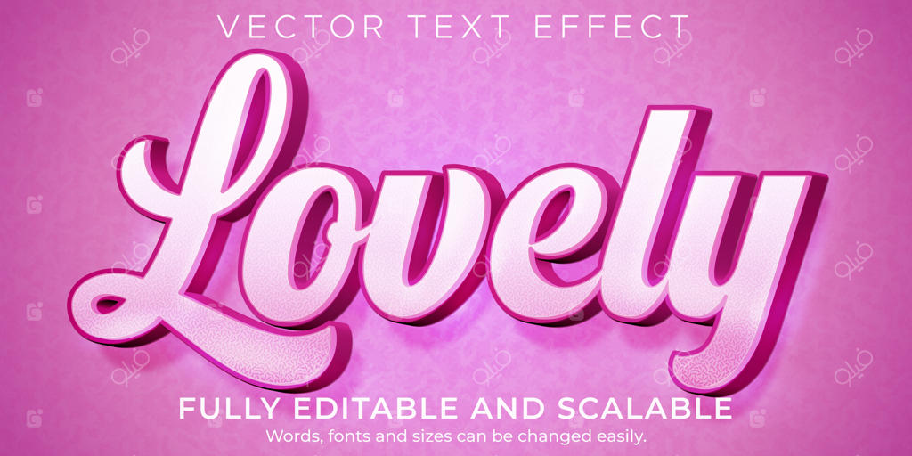 افکت متن عاشقانه صورتی، سبک متن نرم و قابل‌ویرایش