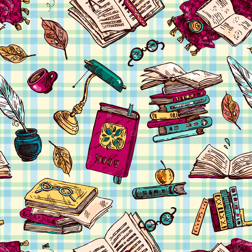 مجموعه زیبای تصاویر وکتوری دست‌کشیده خواندن کتاب