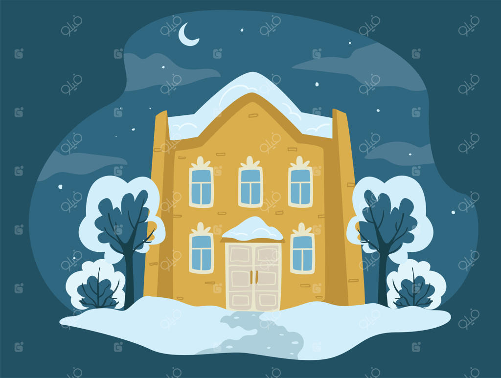 خانه‌ای در میان برف و کولاک