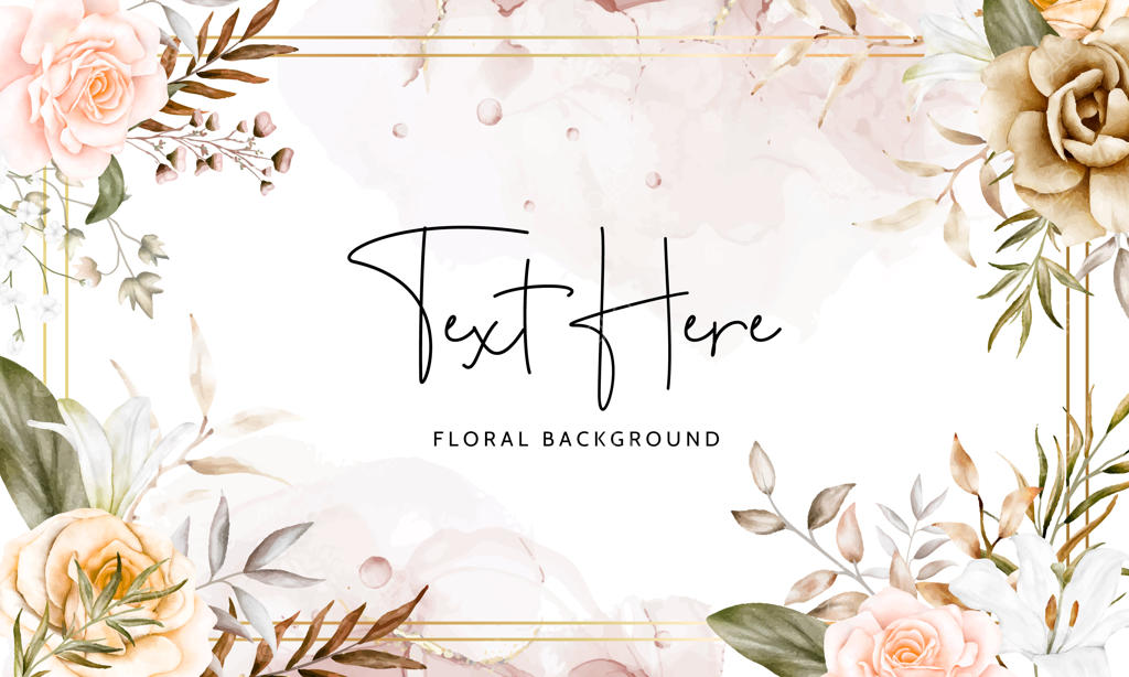 پس‌زمینه‌ای زیبا از قاب گل با آبرنگ