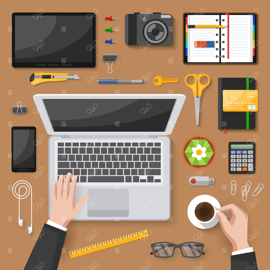 طراحی نمای بالا میز کار