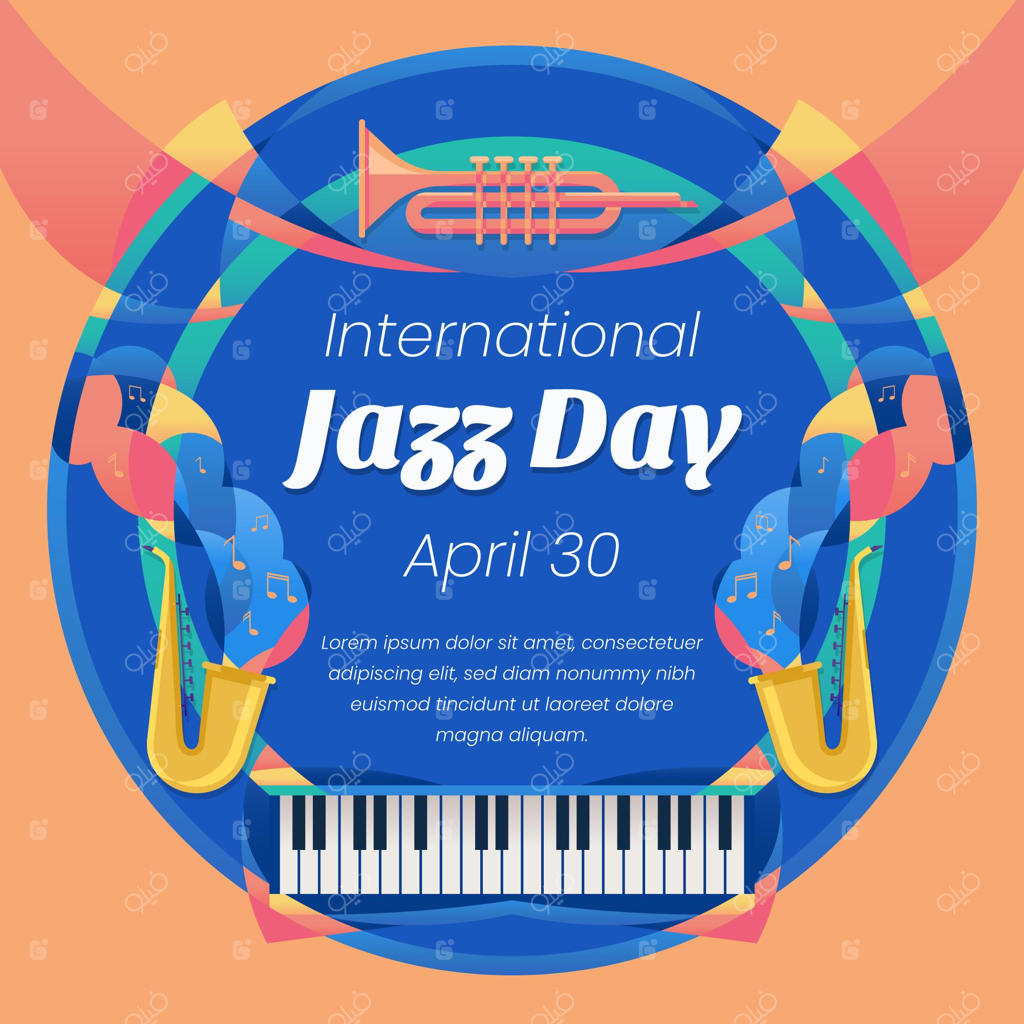 تصویرسازی روز جهانی جاز به سبک فلت