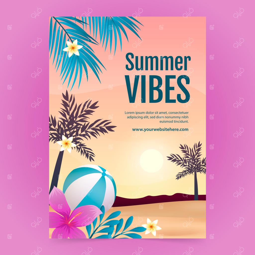 قالب پوستر عمودی واقع‌گرایانه برای تابستان