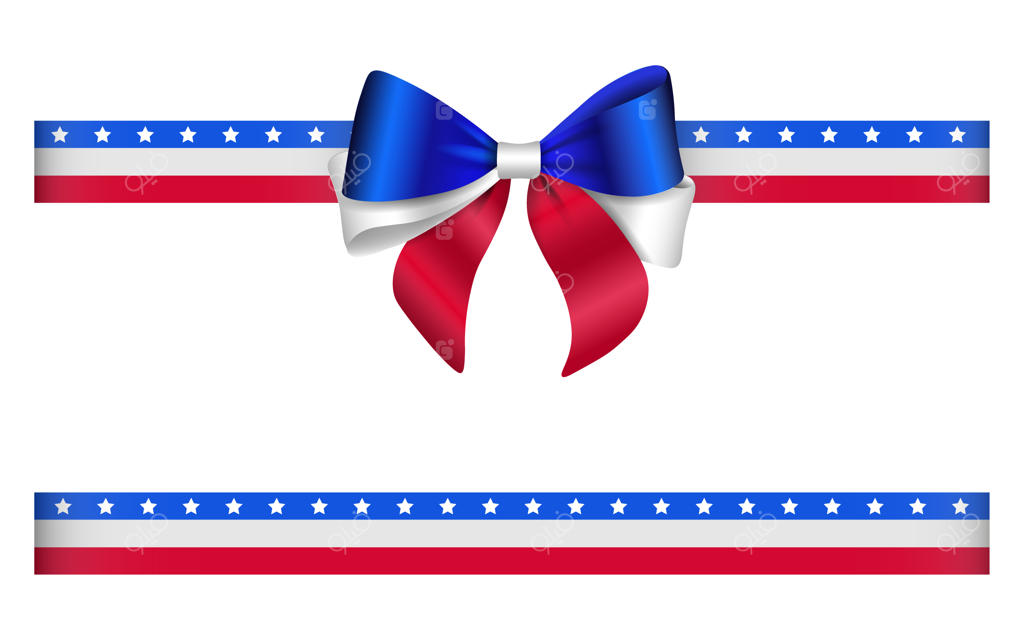 پاپیون و روبان با رنگ‌های پرچم ایالات متحده: طرحی آمریکایی