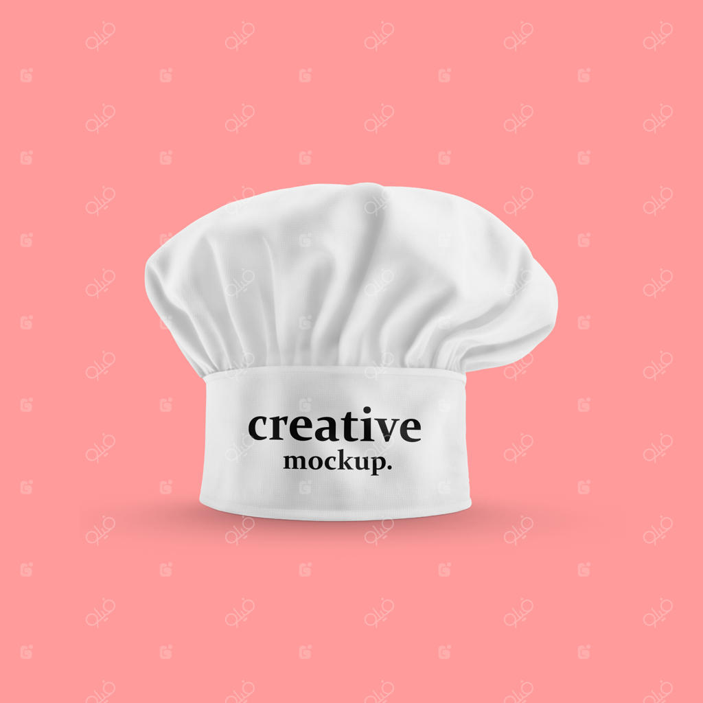 موکاپ کلاه آشپزی با پس‌زمینه صورتی