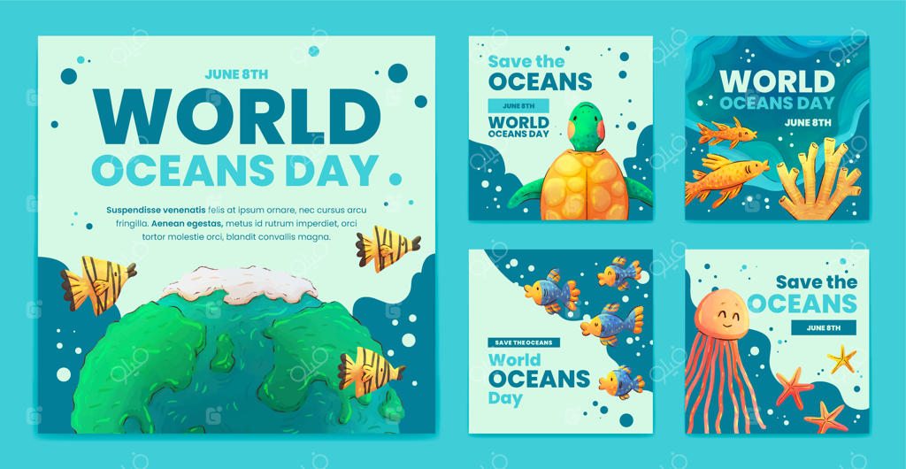 مجموعه‌ای از پست‌های اینستاگرام برای آگاهی‌بخشی به مناسبت روز جهانی اقیانوس‌ها